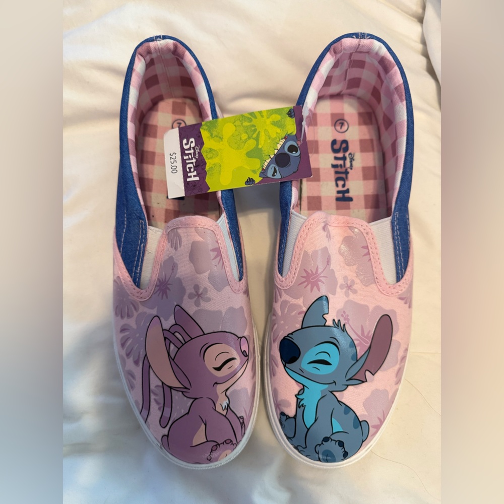 Disney Stitch and Angel Slip-On Sneakers - Pink and Blue